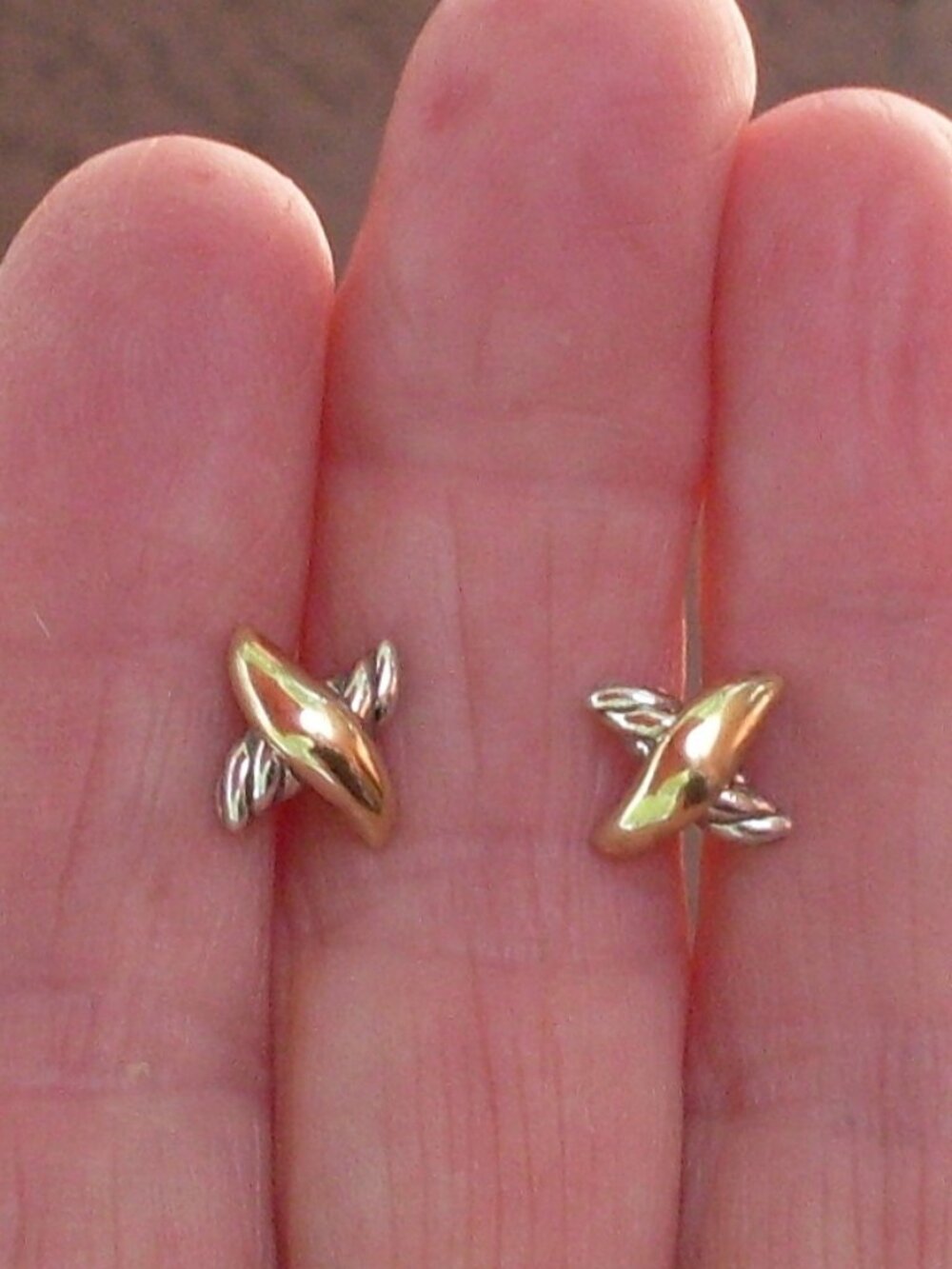 Current Item David Yurman Petite X Earrings - DY Backs - 18K Gold Posts